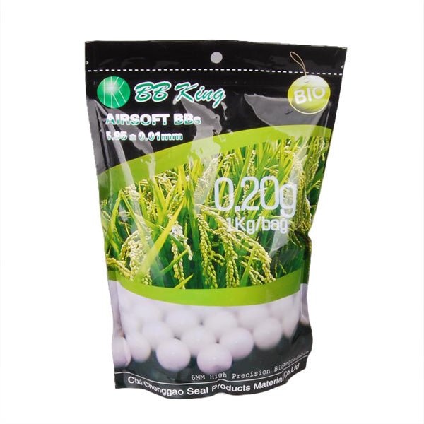 BB King 0.20g Biodegradable Airsoft 6mm BB 1kg bag