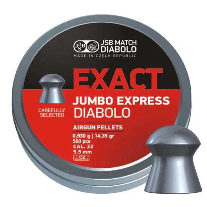 JSB Diabolo Exact Jumbo Express 5.52mm .22 Cal 14.35 Grain Airgun Pellets