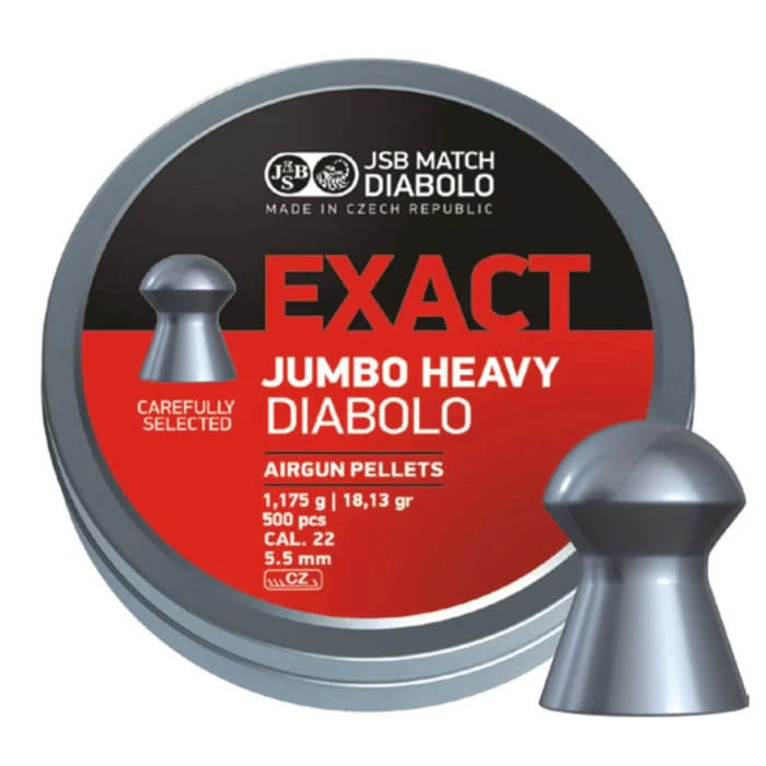 JSB Diabolo Jumbo Exact Heavy .22, 500 per Tin, 18.13 Grain