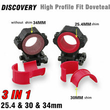 Load image into Gallery viewer, Scope mounts dovetail 2 piece high 25/30/34mm
