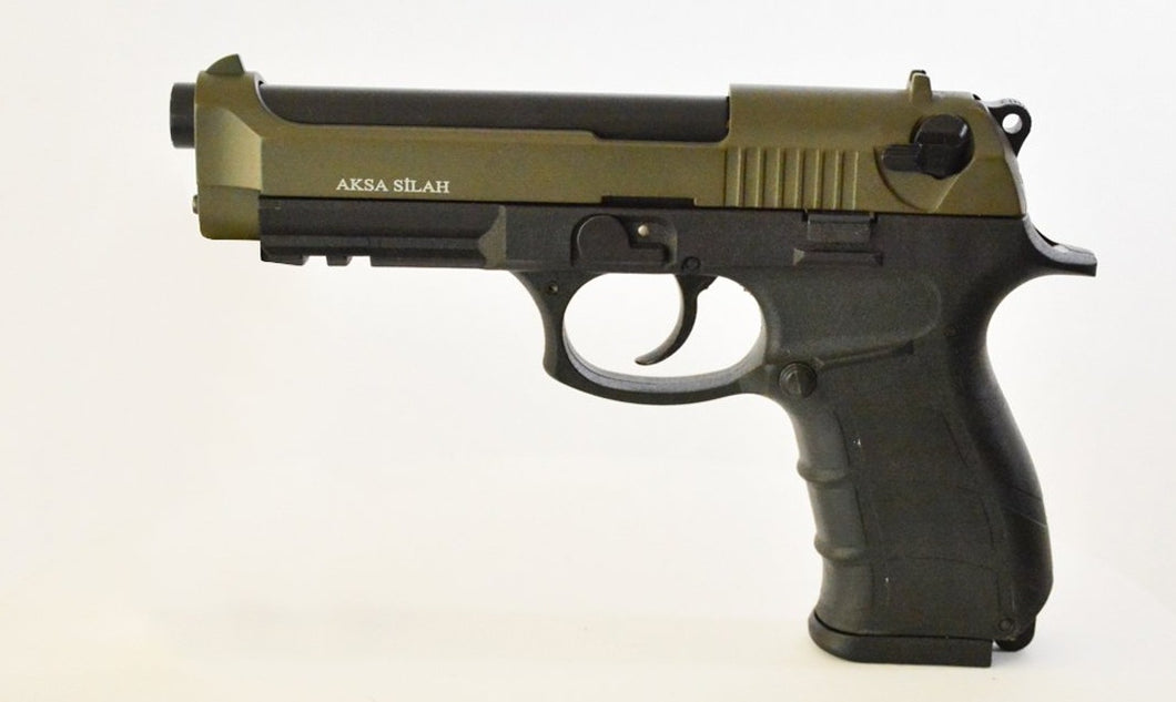AKSA k11 black & olive blank pepper 9mm pistol